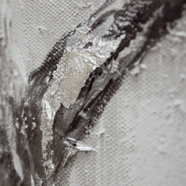 handgemalte bilder auf leinwand Detail der strukturierten Leinwandoberfläche am Baumstamm