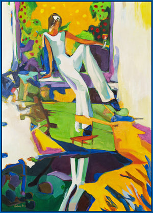 Dynamisches Acrylgemälde auf Leinwand mit Rahmen Der Moment der Inspiration