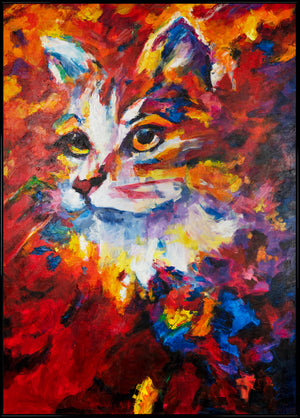 Canvas wall art with frame "Abstract cat"