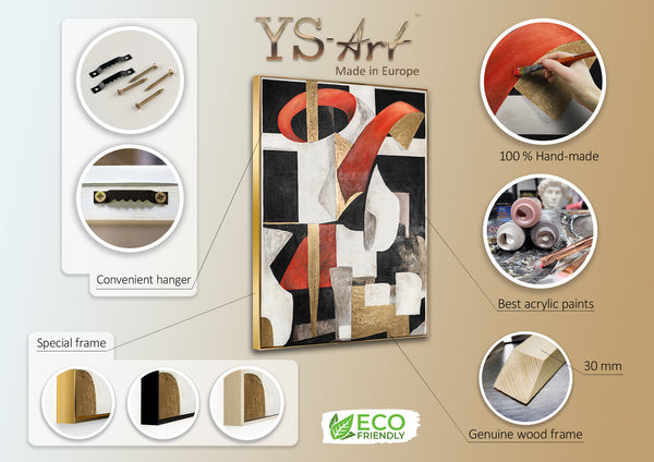 Abstrakte Kunst "Grafischer Rhythmus" mit Rahmen Wanddeko Wohnzimmer