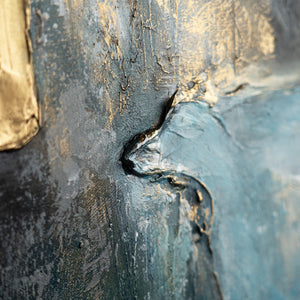 Detail des goldenen Farbverlaufs auf strukturiertem Canvas