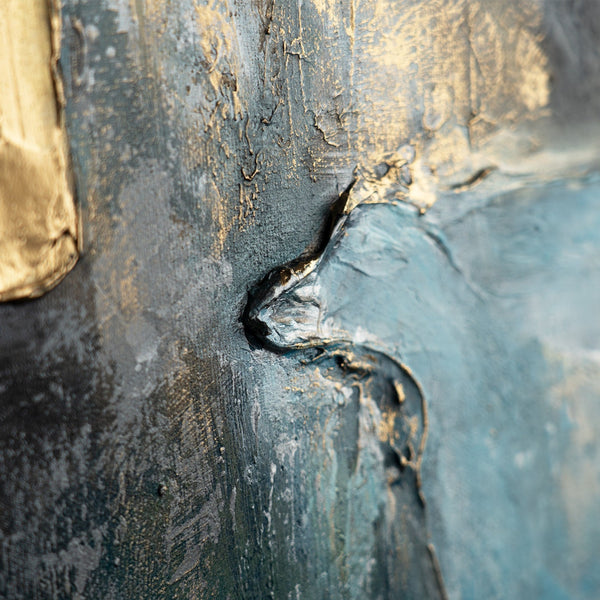Detail des goldenen Farbverlaufs auf strukturiertem Canvas