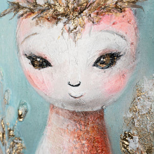 acrylbilder auf leinwand Kinderfreundliche Figur mit großen Augen, Detail