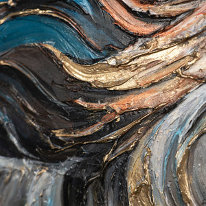 Textur und Pinselstriche – Acrylbild mit Gold und Blau