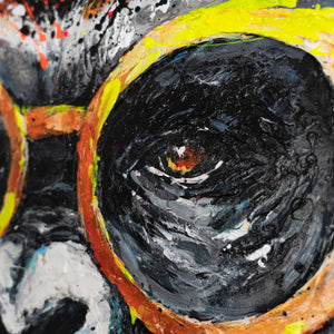 Detailansicht Gorilla mit Brille – Struktur Acryl auf Leinwand