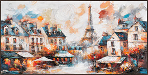 Gemälde Paris auf Leinwand – Abstrakte Kunst mit Rahmen "Die Gemütlichkeit von Paris"