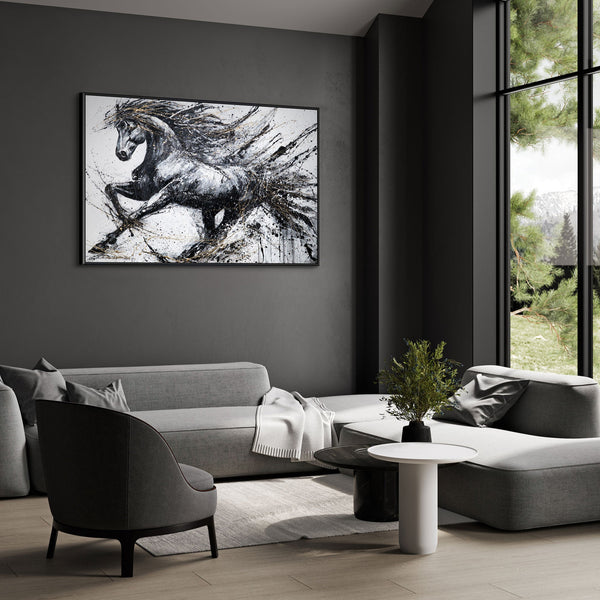 Exklusives Leinwandbild „Galoppierendes Pferd“ – Wanddeko für Wohnzimmer