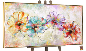 Flower canvas painting with frame "Beautiful flowers"