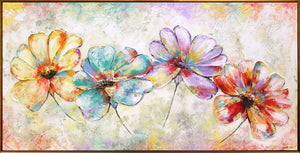 Acrylic paintings flowers – colorful modern flower paintings on canvas with gold accents
