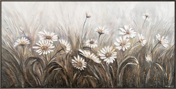 Landschaftsbilder gemalt acryl mit Rahmen "Gänseblümchen"