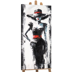 Leinwandbild auf Staffelei mit abstrakter Damen‑Silhouette