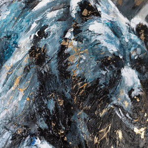 Tiermotiv in Blau und Weiß – Acryl auf Leinwand