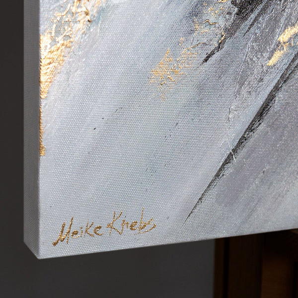 Leinwandbild mit strukturierter Kante in Grau und Gold