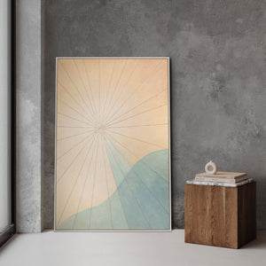 Abstrakte Wandkunst beige türkis handgemalt