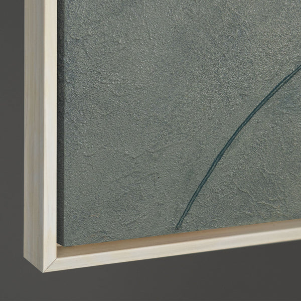 Kantenansicht Leinwandstruktur grün beige