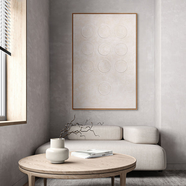 Minimalistische Wandkunst beige handgemalt