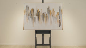 Artistic Canvas „City Rhythms“ – Hand-Painted Acrylic with Urban Texture
