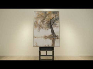 Acrylbild Baum Handgemalt Struktur Natur Beige