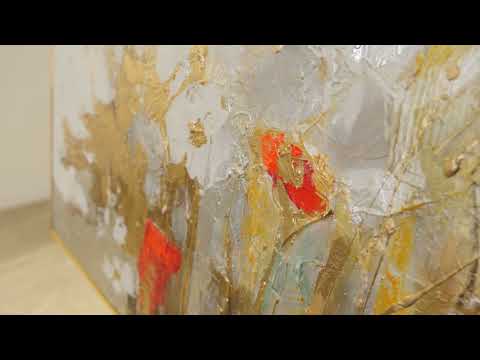 Floral Canvas Painting "Spring Bloom" – Hand-Painted Flowers with Gold Accents