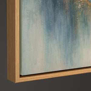 Reliefkunst handgemalt Blautöne Gold Akzente