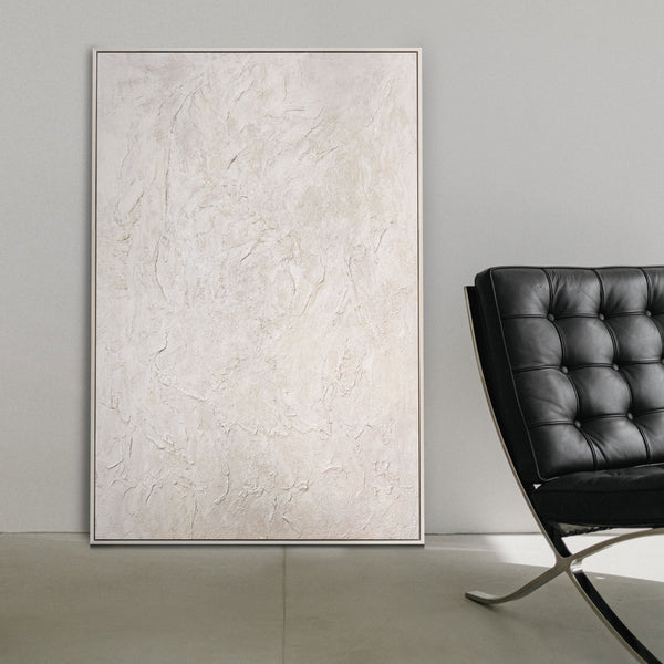 Struktur Leinwandbild Beige Handgemalt