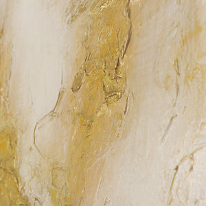 Abstraktes Leinwandbild „Sanftes Leuchten" – Nahaufnahme der goldenen Felswände mit Reliefstruktur