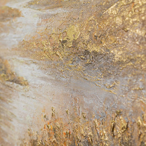 Goldene Berglandschaft auf Leinwand – handgefertigte Relieftextur in Ochre und Beige