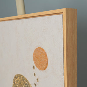 Handgemaltes geometrisches Gemälde „Stille Sphäre" – Grün & Terrakotta Halbkreise, 50x70 cm Hochformat mit Rahmen