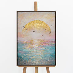 „Goldene Sonne" – Meeresgemälde das Sehnsucht und Stille in einem Bild vereint 