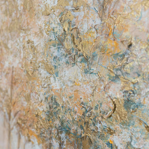 Wandbild das Herbststimmung das ganze Jahr trägt – goldene Allee handgemalt auf Leinwand