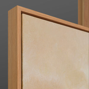 Handgemaltes goldenes Landschaftsgemälde „Warmer Horizont" – Seenlandschaft in Beige & Gold, 50x70 cm mit Rahmen