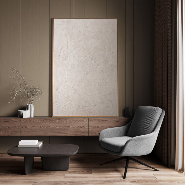 Moderne Wanddeko neutral – Abstraktes Bild Beige „Das Flüstern der Zeit“