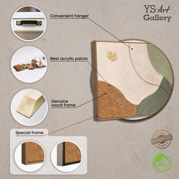 Handgemalte Acrylkunst – Modernes Wandgemälde in Grün & Beige „Das Flüstern der Täler“