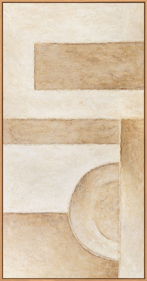 Hand-painted abstract acrylic painting in beige with frame – Modern wall art “Space of Forms”