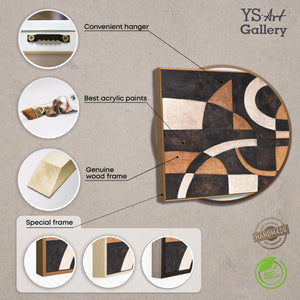 Abstraktes Acrylbild Geometrie mit Rahmen – Handgemaltes Wandbild „Harmonie der Kurven“