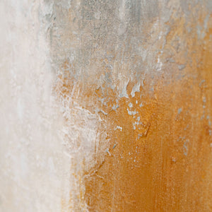 Abstraktes Gemälde mit Rahmen - Modernes Wandbild in Beige Blau Gold „Lichtübergänge“