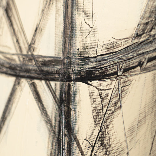 Handgemaltes Leinwandbild „Parallelen und Schnittpunkte“ – Abstrakte moderne Wanddeko