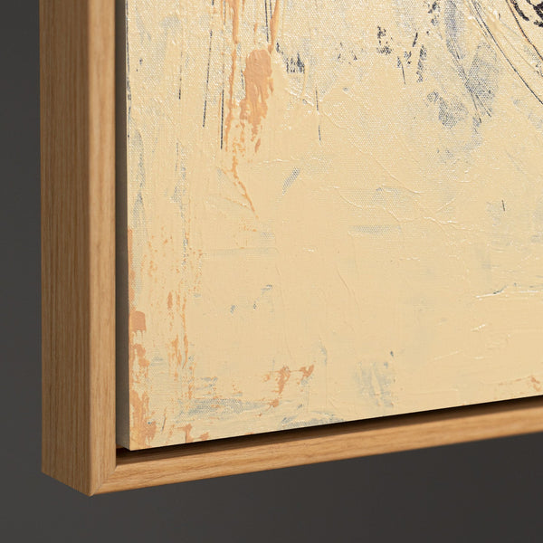 Abstraktes Wandbild auf Leinwand in Schwarz und Beige