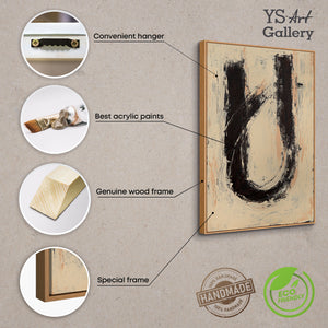 Abstraktes Acrylbild „Stille dazwischen“ – Handgemalte abstrakte Kunst in Beige und Schwarz