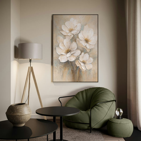Acrylmalerei auf Leinwand „Schleier der Zärtlichkeit“ – Moderne Florale Malerei handgemalt