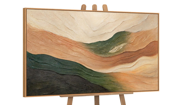 Handgemaltes Gemälde „Wellen des Horizonts“ – Abstrakte Landschaft in Naturtönen