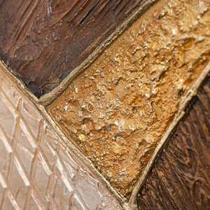 Geometrisches Acrylbild in Rahmen mit Goldstruktur – Wandkunst „Geometrie des Goldes“