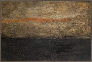 Abstraktes Gemälde in Graurahmen „Tiefe der Zeit“ auf Leinwand