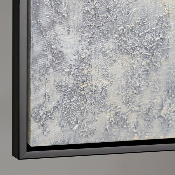 Handgemaltes Acrylgemälde mit Rahmen „Atem des Winters“ – Moderne Wandkunst