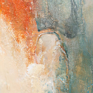 Abstrakte Farbverläufe in Blau und Beige auf Leinwand, moderne Wandkunst