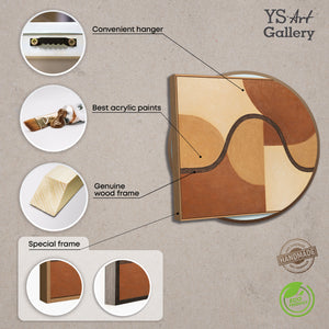 Material und Eigenschaften eines abstrakten Leinwandbildes in Terrakotta, Infografik