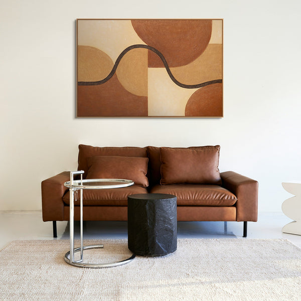 Handgemaltes Geometrie Gemälde „Verflechtung der Formen“ abstrakt im Rahmen