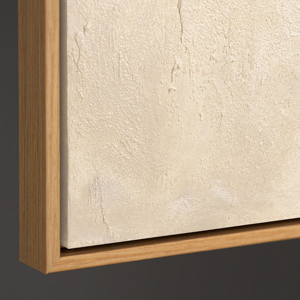 Seitliche Ansicht eines Leinwandbildes mit Holzrahmen, hochwertige Verarbeitung