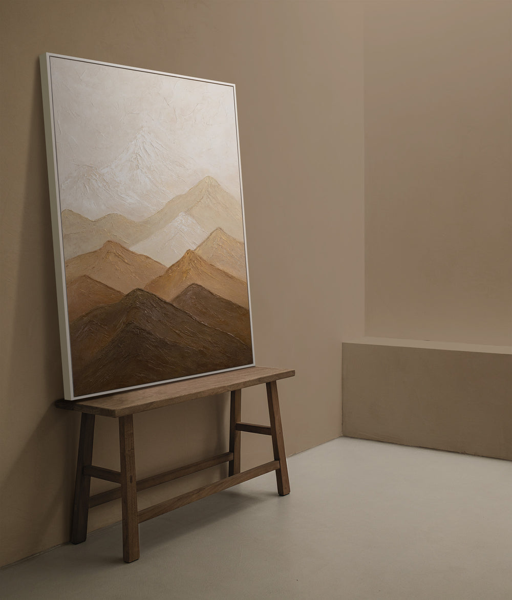 Leinwandbild mit Rahmen „Harmonie der Schichten“ – Abstraktes Acrylgemälde in Erdtönen