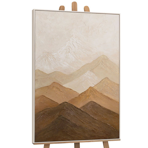 Leinwandbild mit Rahmen „Harmonie der Schichten“ – Abstraktes Acrylgemälde in Erdtönen